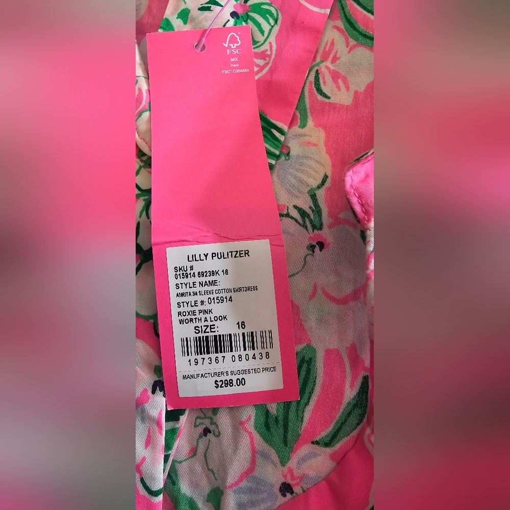 Lilly Pulitzer  Amrita Cotton Midi Shirtdress Roxie Pink Worth A Look - Picture 7 of 10